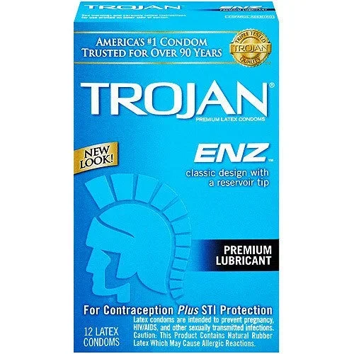Trojan Enz Premium Lubricated Condoms, 12 Count