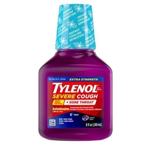Tylenol severo tos dolor de garganta jarabe 8oz