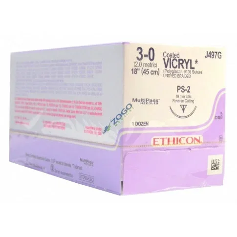 Undyed Coated Vicryl 3-0 PS-2 18″ Suture 12/bx