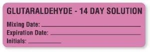 United Ad Label Pre-Printed Label Anesthesia Label Glutaraldehyde – 14 Day Solution Mixing Date Expiration Date Initials Purple 1-1/4 X 4 Inch – ULCS316