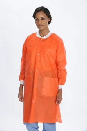 Valumax International Extra-Safe Unisex Reusable Lab Coat Orange – 10 Per Pack