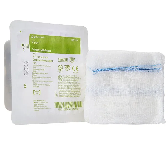 Visitec Gauze Sponge X-Ray Detectable 4 x 4 Inch 16-Ply, USP Type VII, Sterile 10/Tray