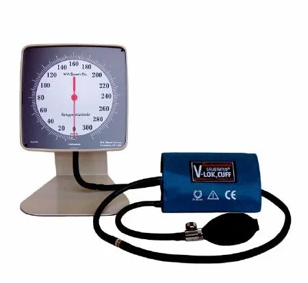 W.A. Baum Calibrated V-Lok Aneroid Sphygmomanometer Desk Model 2-Tube Adult Size Arm – 0920NL