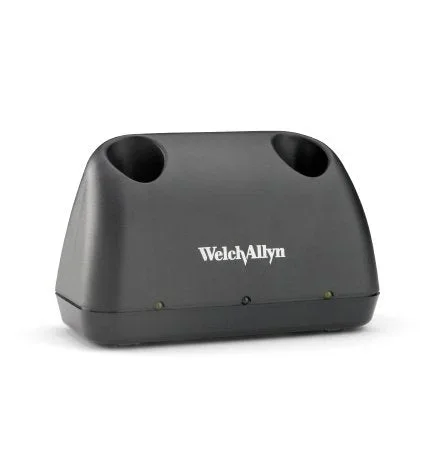 Welch Allyn Charger, Dual Handle Charges One or Two Handles, Portable, LED Power Light Will accept 3.5v or 2.5v Well Rechargeable NiCad Handles; Lithium Ion and PocketScope Handles Require an Adapter – 71140