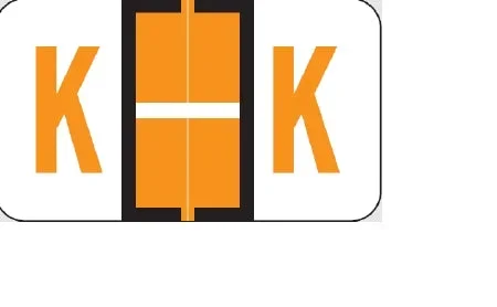 Wilmer Barkley Pre-Printed Label Chart Tab K | K Black / Orange / White 15/16 X 1-5/8 Inch – W-5121-K