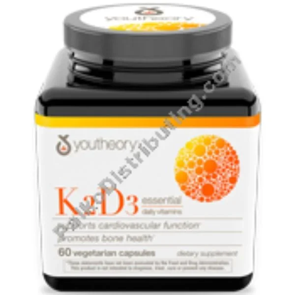 Youtheory K2 D3 Essential Daily Vitamins, 60 Vegetarian Capsules